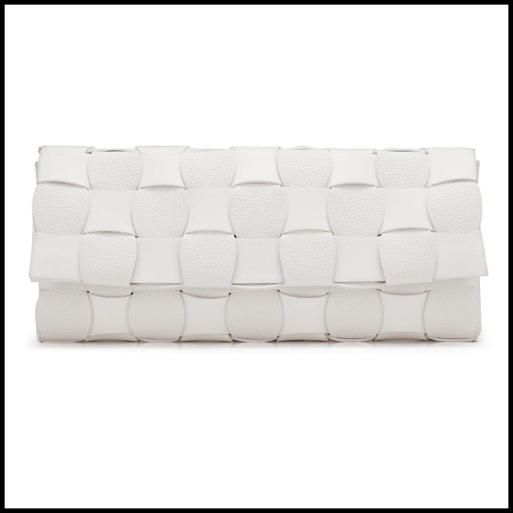 Woven Faux Leather Clutch Purse Elegant Convertible Crossbody Evening Bag